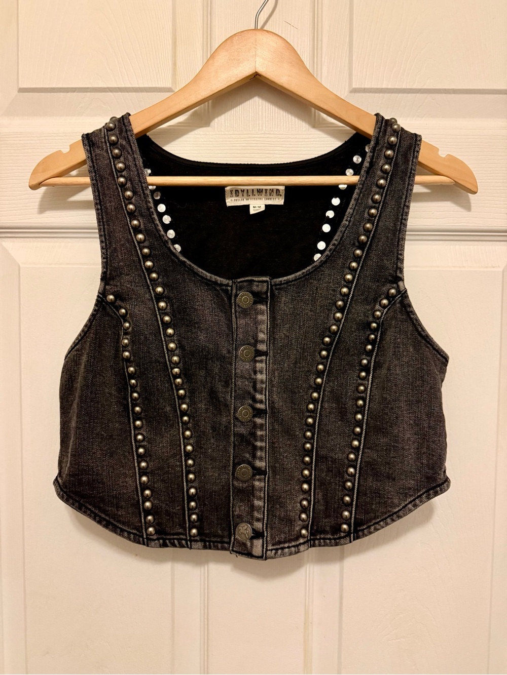 Idyllwind Studded Denim Crop Vest